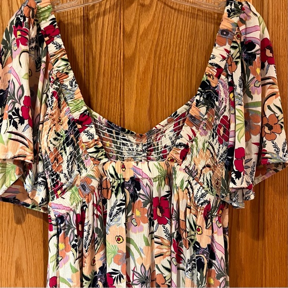 ROXY‎ Golden Dawn Smocked A-Line Mini Dress in Ash Rose Wallflower Size Large - Picture 15 of 16